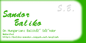 sandor baliko business card